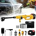Upgrade 15000mAh Cordless Pressure Washer Battery Powered, 900PSI High Pressure Washer Gun with 6-in-1 Adjustable Nozzle, Handheld Portable Power Washer for Car, Boat Cleaning & Garden Watering-Yellow