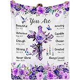 Purdicra Christian/Religious/Inspirational/Spiritual Birthday Gifts for Women, Baptism Gifts for Girl, Religious Gifts for Mom Sister Friend, Purple Blanket, Christian Throw Blanket 50" x 60"