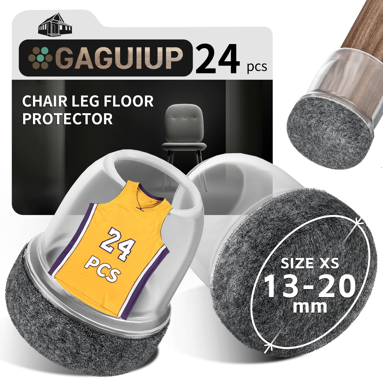 Chair Leg Floor Protectors,24 Pcs 0.75" Round Silicone Chair Leg Caps,Furniture Foot Protector,Free Moving Table Leg Covers,Stool Leg caps to Prevent Hardwood Floor Scratches and Reduce Noise