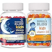 Mommy's Bliss Kids Sleep Melatonin Gummies (Pack of 1) and Kids Vitamin D3 Gummies (Pack of 1), 60 Gummies Each…