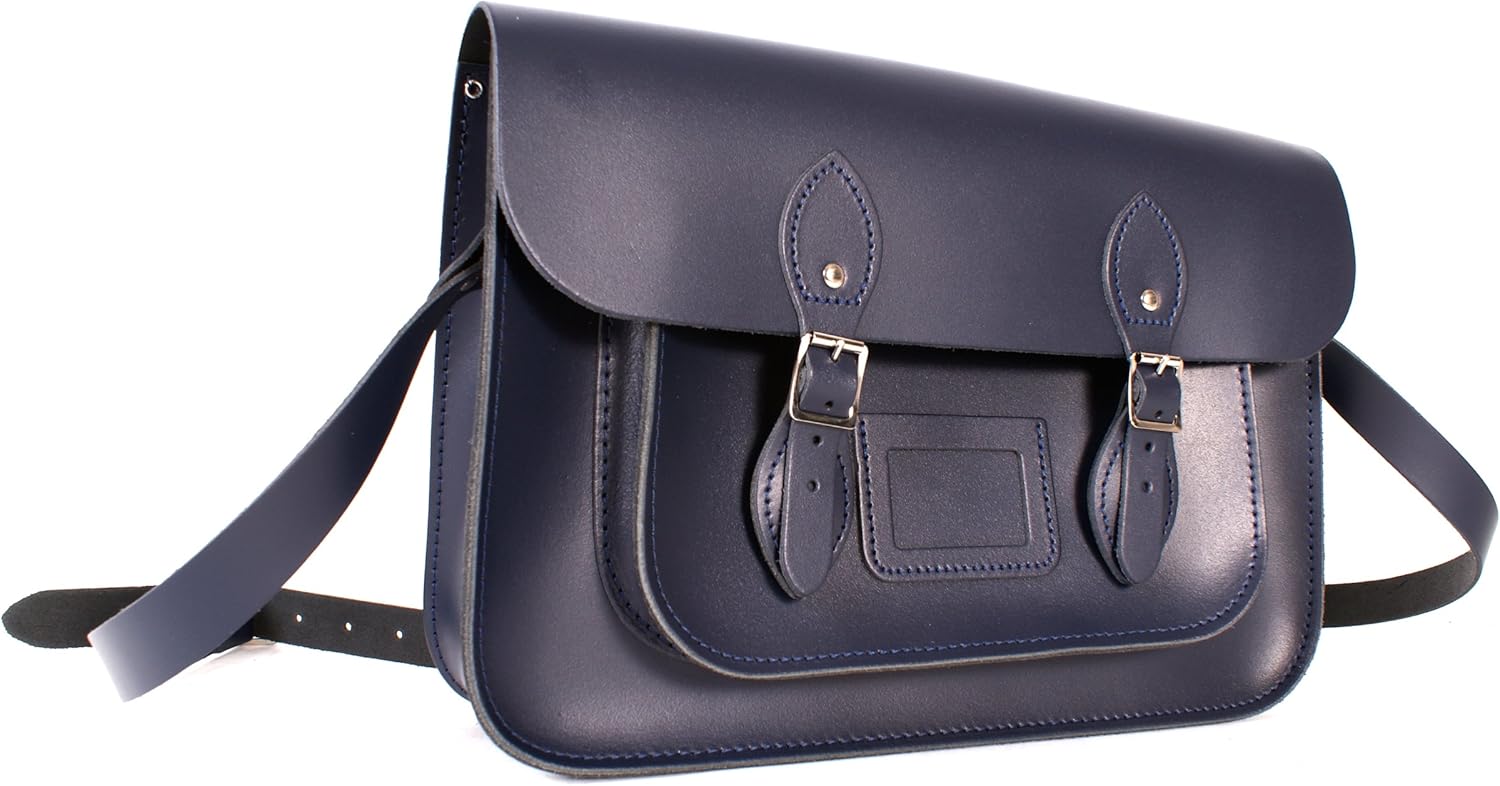 navy leather satchel