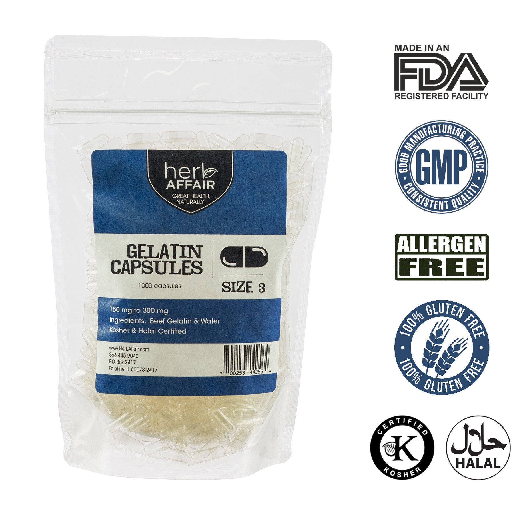 Herb Affair Clear Empty Gelatin Capsules Size 3 1000 Count Holds