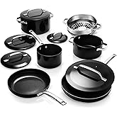 Gotham Steel Modern 11 Pc Ceramic Pots and Pans Set Non Stick, Professional Elegant Kitchen Cookware Sets with Steamer for Cooking, Non Toxic Made without PFOS PFOS, Dishwasher & Oven Safe