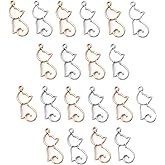 JGFinds Cat Charm Pendants 20 pack (10 Silver tone, 10 Gold tone), 28mm (1") x 18mm(1/2"), Zinc Alloy
