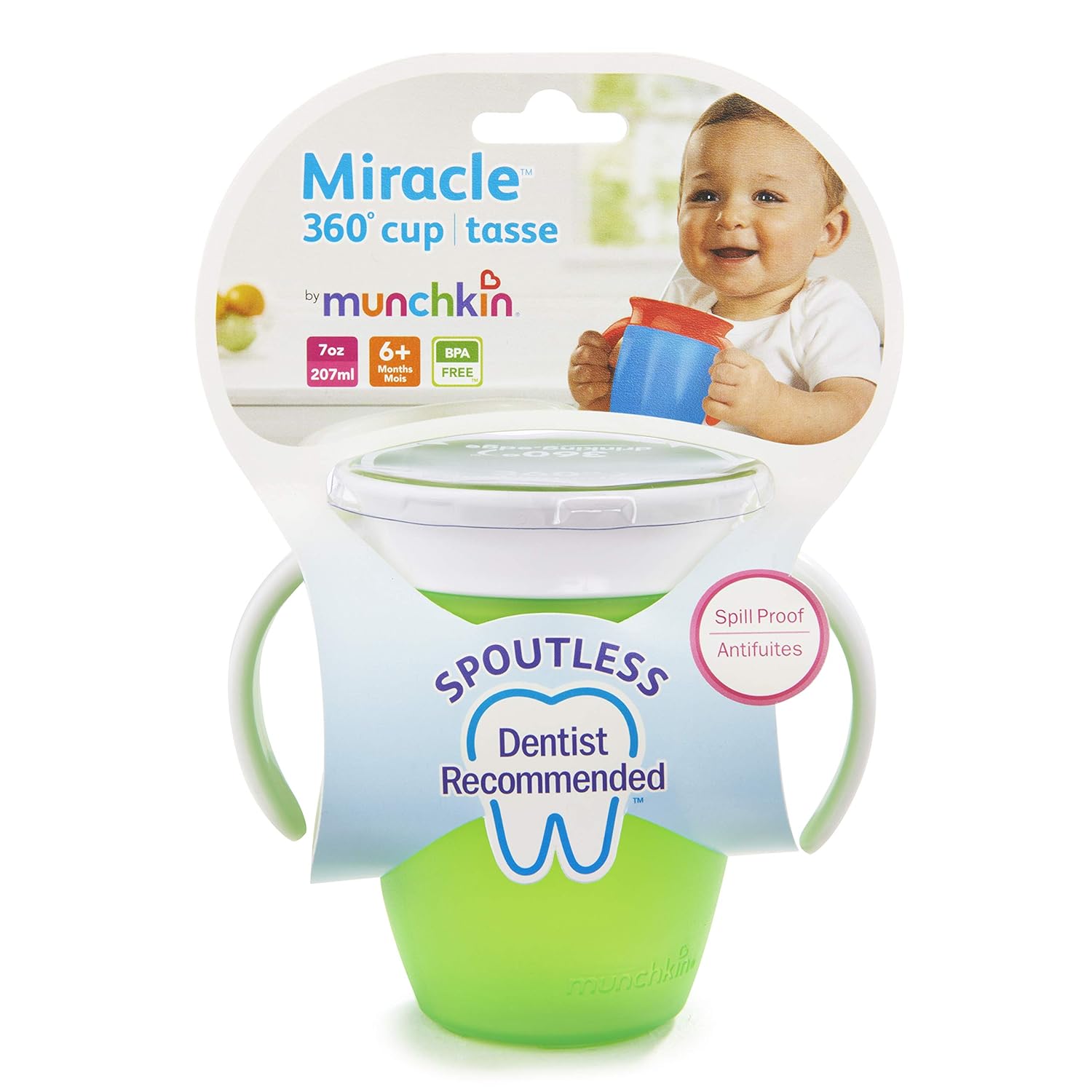 Munchkin Miracle 360 Trainer Cup, Green/Blue, 7 Oz, 2 Count : Baby