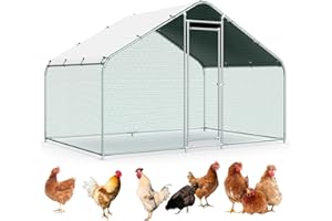 Lyromix 10x6.6FT Large Metal Chicken Run with Roof, Walk-in Poultry Cage Chicken Coop Runs House for Yard with Waterproof Cover, Ducks Rabbits Habitat Cage Spire Shaped Coop