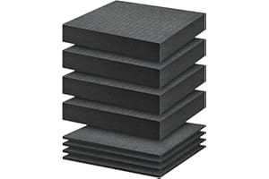 VAIPI 8 Pcs Apart Foam Insert Pre Cube Sheet Foam with Bottom Use Packing Foam Soft Foam Insert 2 Size Pick and Pluck Foam Polyurethane Foam Pads for Board Game Box Cases Storage Drawer (Black)