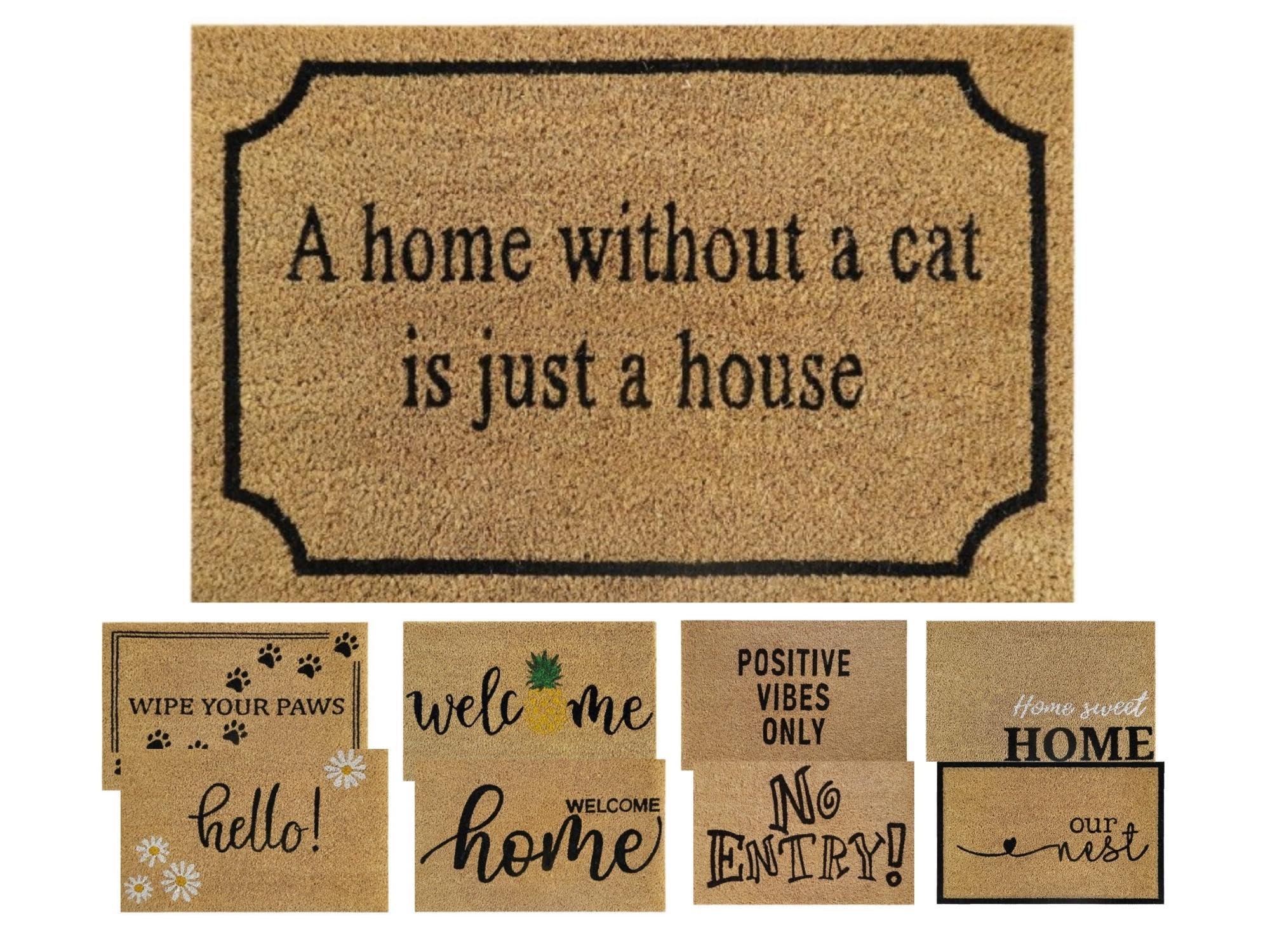 MYPURECORE Coir Door Mat (60x40cm) - Non-Slip & Absorbent, Indoor/Outdoor, Eco-Friendly - Ideal as Front Door, Entrance, Floor, Welcome Mat - Large Size, Dirt Trapper, Washable (WITHOUT A CAT)
