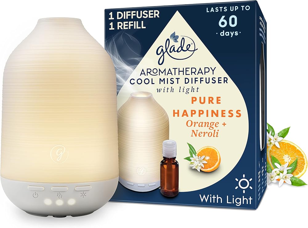 Glade Essential Oil Diffuser Holder & Refill Orange Neroli 17.4ml Dual Wick