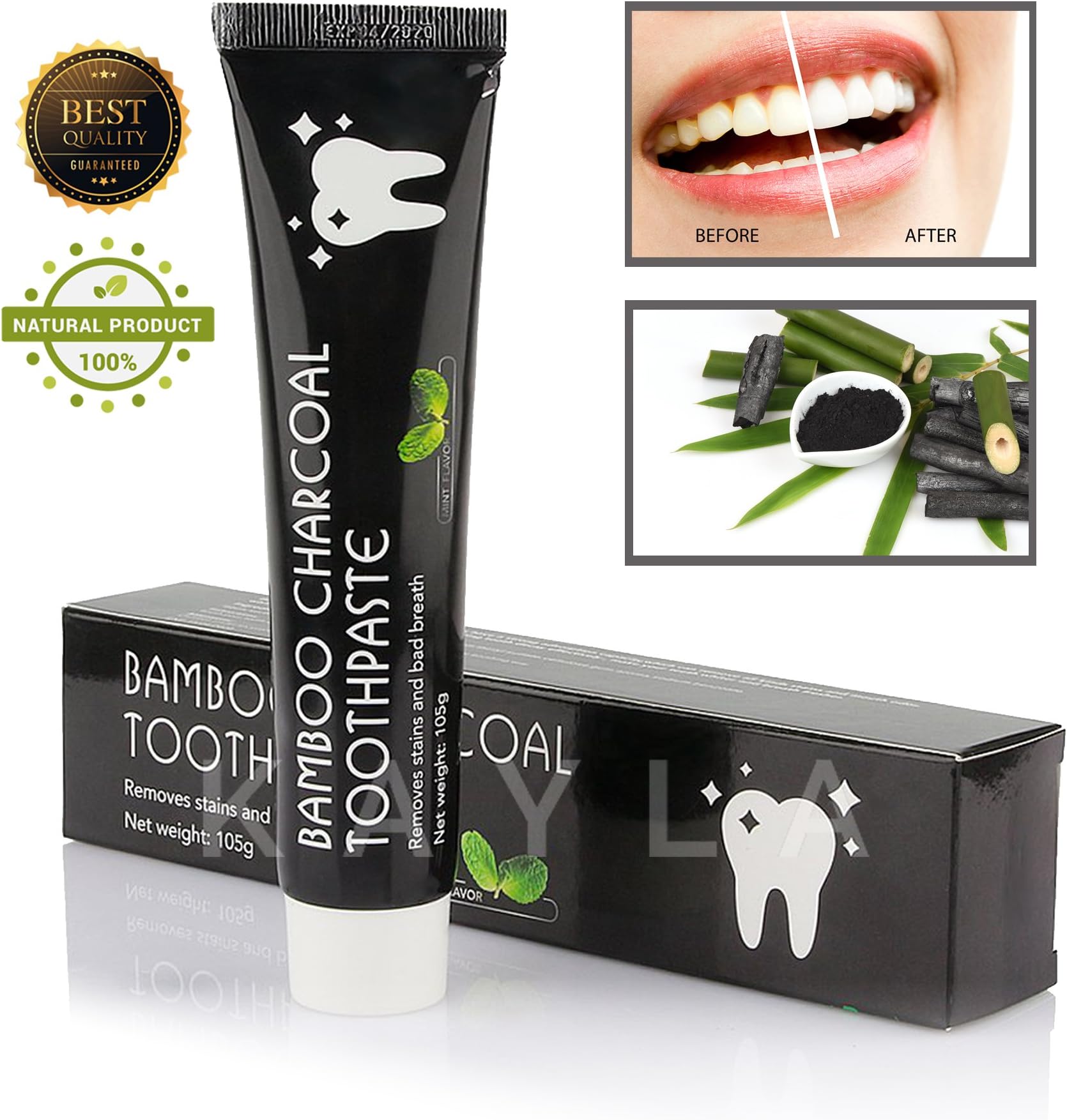 Teeth Whitening - Black Bamboo Activated Charcoal Toothpaste - Fresher Breath Whitening Toothpaste