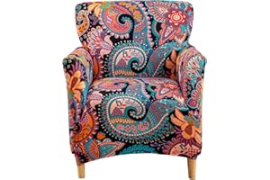 CRFATOP Stretch 1 Piece Chair Covers with Arms Printed Accent Chair Cover Armchair Flower Soft Banquet Armchair Covers Washable Chair Slipcovers for Living Room Office Reception Reading Sofa,14