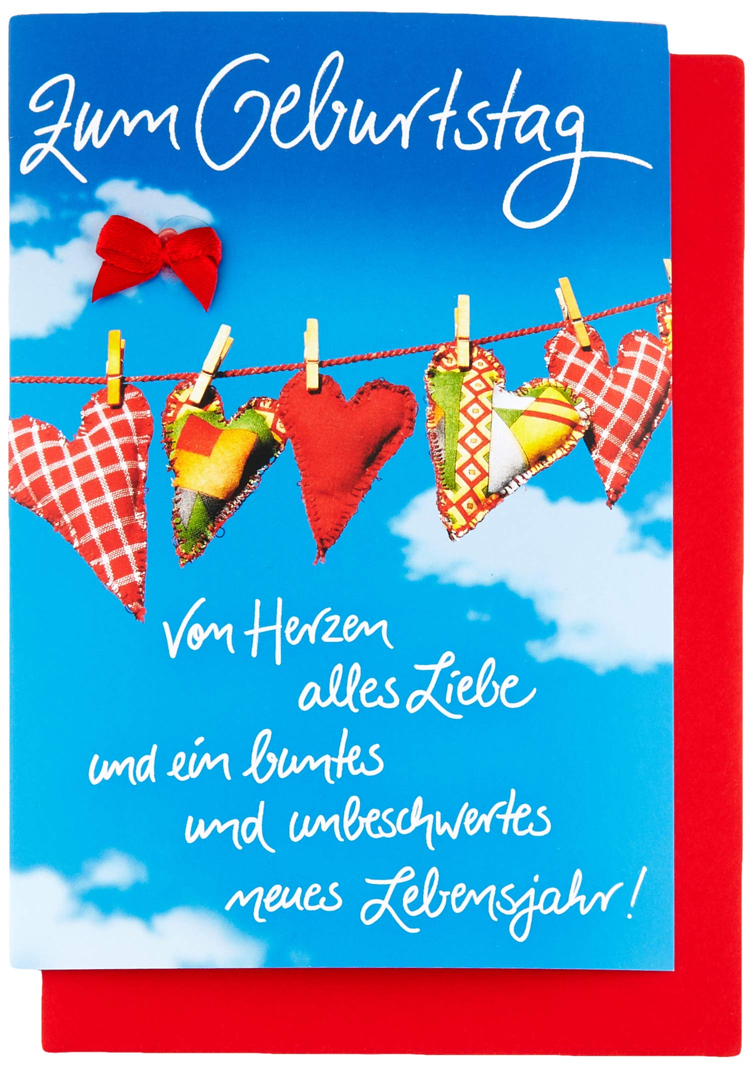 Basic Classic Birthday Card - Leash with Hearts - 11.6 x 16.6 cm