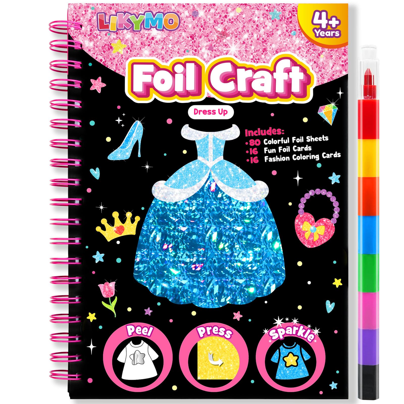 LIKYMO Foil Art for Kids - Foil Craft Book Art and Craft for Kids, DIY Creative Activity Gifts for 4 5 6 7 8 9 Year Old Girls Boys (Costumes) — image 1