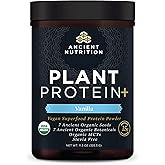Ancient Nutrition Organic Plant Protein +, Vegan Plant Based Protein Powder, Vanilla, Formulated by Dr. Josh Axe, Dairy-Free, Gluten-Free, Non-GMO, No Sugar Added, Paleo Friendly Supplement 11.5 oz