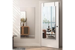 LVSOMT 47" x 22" Over The Door Full Length Mirror, Wall Mounted Full Body Mirror, Hanging Mirror for Door, Back of Door Mirror for Bedroom Bathroom Living Room, Horizontal/Vertical (Silver)