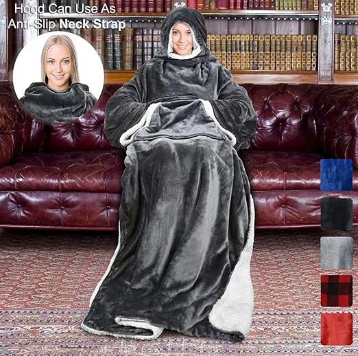 sherpa lined wearable blanket