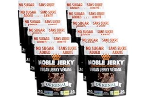 Noble Jerky Vegan Jerky Original Flavour – 12 Pack (70g Bags), Plant-Based Protein Snack, Vegetarian, Non-GMO, No Sugar Added