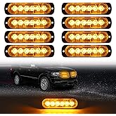 LED Emergency Strobe Lights DIBMS 8x Amber 6 LED Strobe Warning Emergency Flashing Light Caution Construction Hazard Light Ba