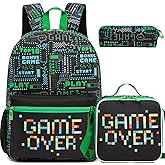 Oruiji Game Backpack for School Boys Backpacks with Lunch Box Set Bookbag for Boys Travel Backpack Carry on Flight Approved Backpacks for School Kids