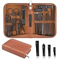 MINKINH Manicure Set Nail Clippers Set Pedicure Kit, 26-Piece Brown | Stainless Steel Manicure Kit, Nail Care Tools with Trav