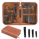 MINKINH Manicure Set Nail Clippers Set Pedicure Kit, 26-Piece Brown | Stainless Steel Manicure Kit,Nail Care Tools with Travel Case for Men &amp; Women,Hand &amp; Foot Care,Gift for Family &amp; Friends
