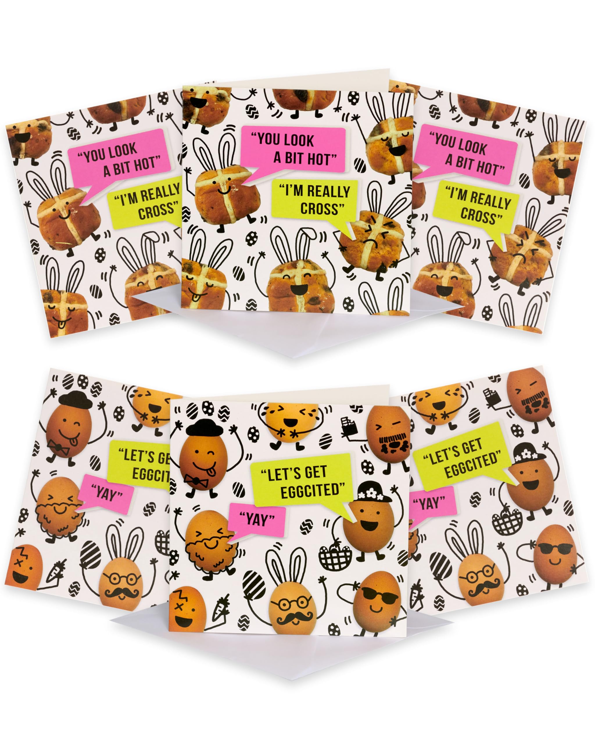 Pack Of 6 RSPCA Hot Cross & Egg-cited Easter Cards Charity Greeting Cards