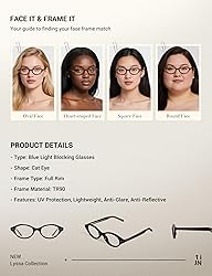 TIJN Retro Cat Eye Blue Light Blocking Glasses for