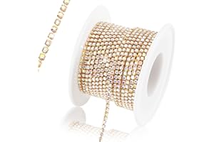 Rytenz 10 Yards 2MM Crystal Rhinestone Chain Trim Shiny Rhinestone Chain for Craft Jewelry Wedding Bouquet DIY Decoration, Sewing Close Chain Trim (Style-9)