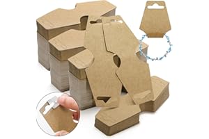 Cedilis 1000 Pack Necklace Display Cards with Adhesive, Jewelry Display Cards, Necklace Card Holder, Blank Kraft Paper Hanging Tags for Necklaces, Bracelets, Jewelry, 4.7 x 2 Inches (Brown)