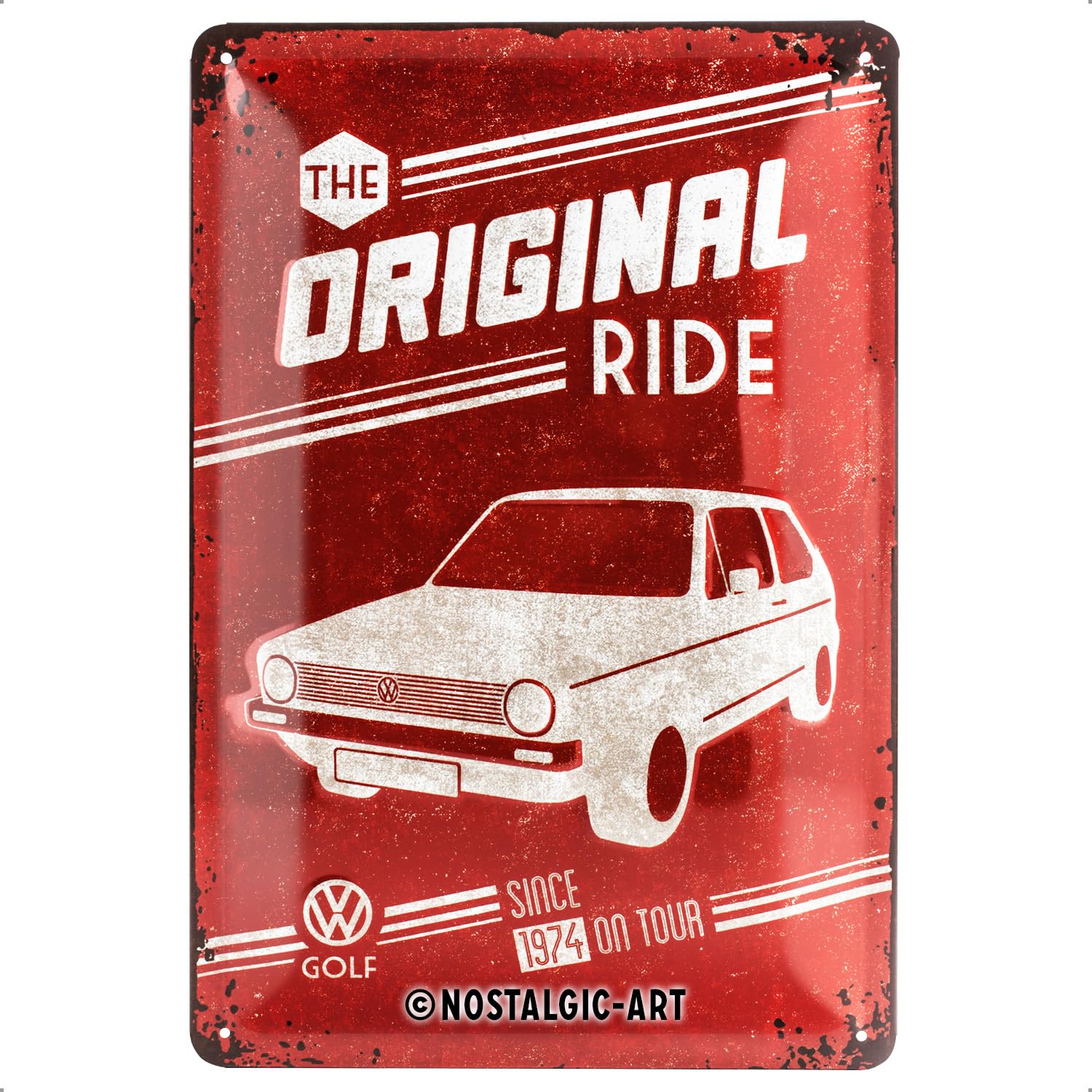 Nostalgic-Art Retro Tin Sign – Volkswagen – VW Golf – The Original Ride – Bus gift idea, Metal Plaque, Vintage design for decoration, 20 x 30 cm