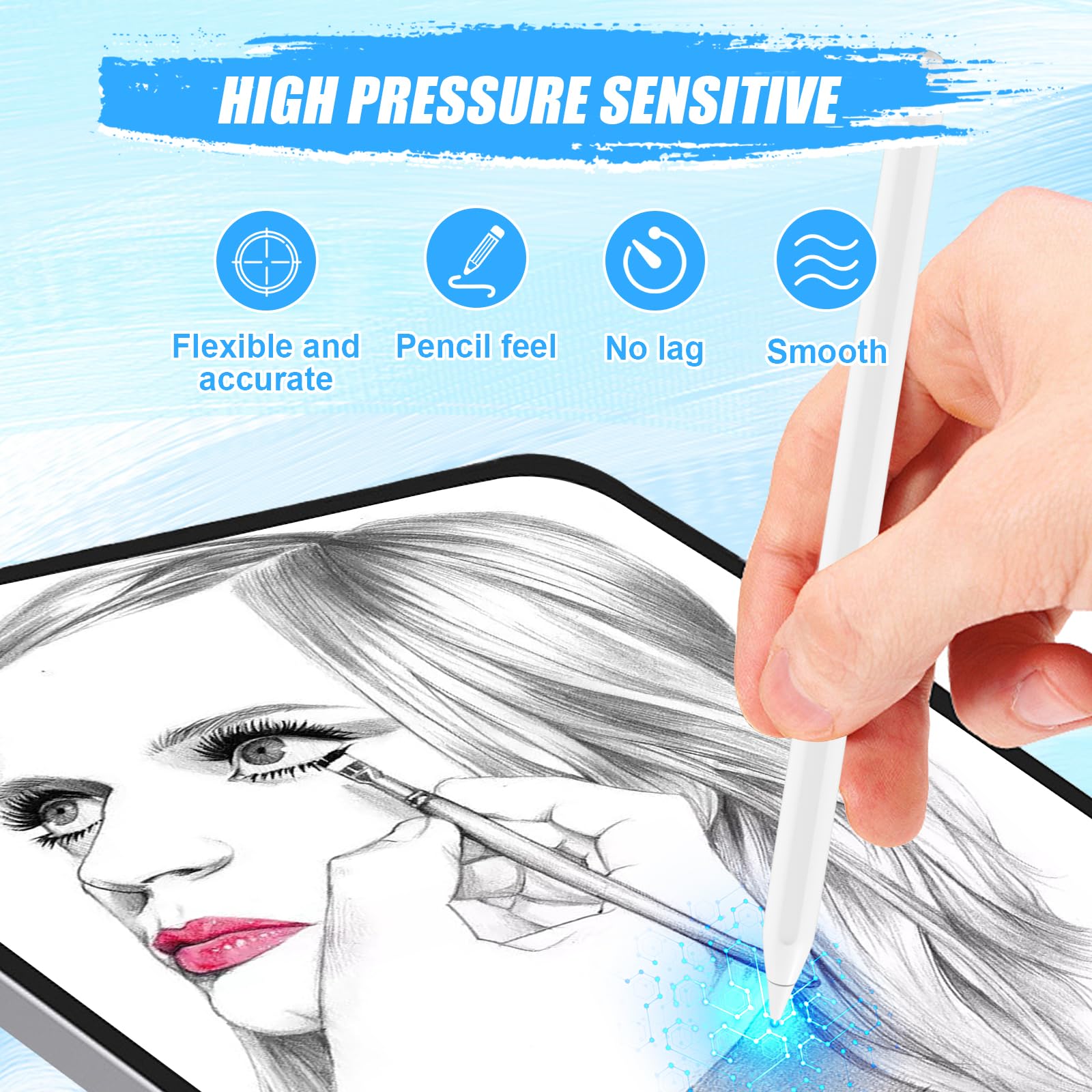 Upgraded iPad Pen Tips fit for Apple Pencil Pro/2nd /1st /USB-C Generation iPad Pro Air Mini Pencil,0.78mm No Wear Out Metal Fine Point Accurate Increasing Pencil Nibs, Write Like A Real Pen,White