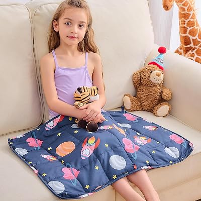 yescool Weighted Lap Pad 2 Pounds Weighted Lap Blanket, Space Plane Small Weighted Blanket, Weighted Throw Blanket Gift for Travel Indoor Outdoor, 20"x30"