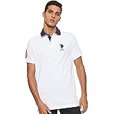 U.S. Polo Assn. Men's Short-Sleeve Polo Shirt with Applique, Casual Summer Slim Fit Polo Shirt with Contrast Color