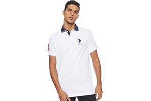U.S. Polo Assn. Men's Short-Sleeve Polo Shirt with Applique, Casual Summer Slim Fit Polo Shirt with Contrast Color
