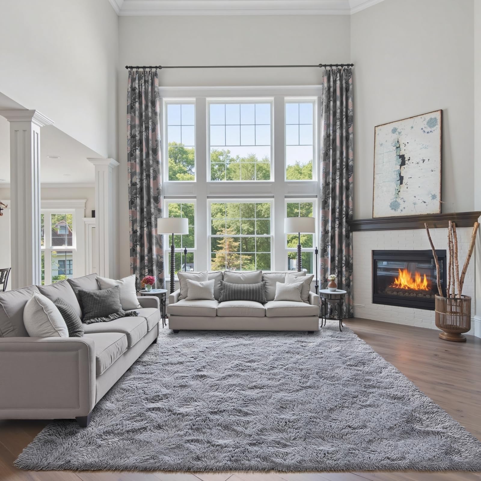 FinRe?c 6x9 Feet Rugs for Living Room Bedroom, Soft Light Grey Fluffy ...