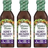 Walden Farms Honey Balsamic Vinaigrette Dressing 12 Oz. Bottle (Pack of 3) - Fresh &amp; Delicious Salad Topping, 0g Net Carbs Condiment, Kosher Certified - Great on Salads, Drizzled on Fruits, and More