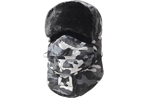 KOOLSOLY Trooper Trapper Hat,Winter Ski Hat with Winter Ear Flap and Ski Windproof Mask