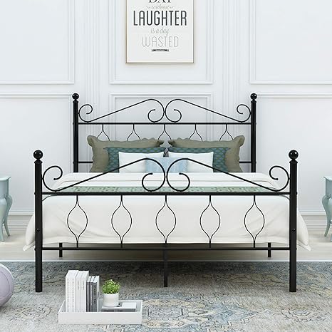 Dumee Full Size Metal Bed Frame Foundation Headboard Footboard