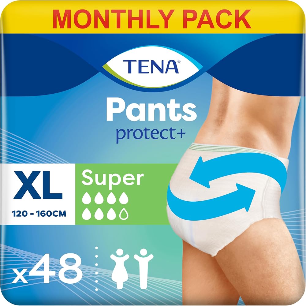 TENA Pants Super XL 48 Pairs Unisex Incontinence Pants 4 x 12 Pack Heavy Support