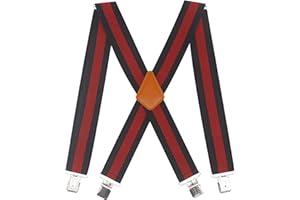 Doloise Men's Suspenders X Back 2 Inches Wide with Extra Heavy Clips Adjustable Braces for Men Suspender