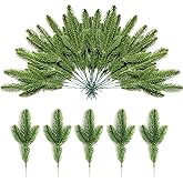 7Queen Artificial Pine Branches Green Plants Needles DIY Accessories Realistic Faux Christmas Greenery Green Plants Pine Picks and Stems for Garland Wreath Christmas and Home Garden Decor 20pcs