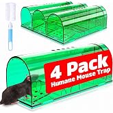 4 Pcs Humane Mouse Traps Indoor for Home, Live Trap No Kill Catch &amp; Release | Reusable Design, No Touch Release, Friendly to Child &amp; Pet, Easy to Use, Waterproof