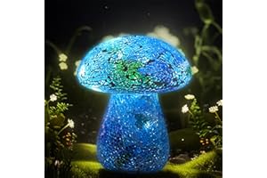 DARKDEC Mosaic Mushroom Garden Lights - Table Lamp Outdoor Decor Waterproof Night Light Lawn Decor Statue for Patio, Party, Yard (Blue)