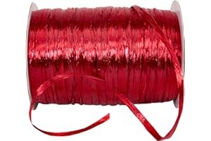 RELIANT RIBBON Home Decor Trimmings - Raffia Prime - Rayon - Pearl, Red Raspberry, 1/4 Inch, 100 Yards