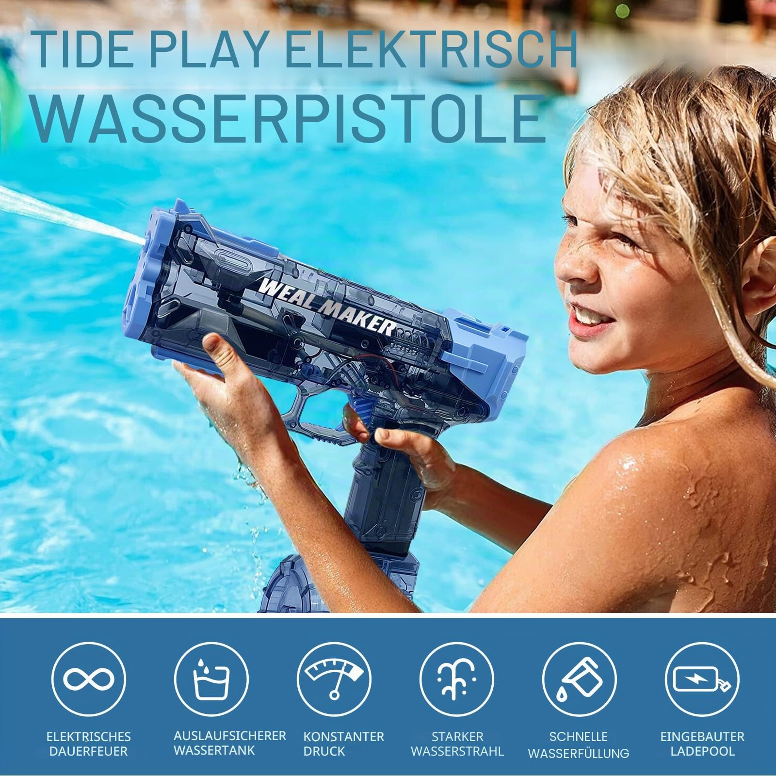 Balakaka 2026 Neues Elektrische Wasserpistole Langstrecke 26-39 FT, Wasserpistole Pool Strand Spielzeug für Erwachsene Kinder, Große Kapazität Wasserspritzpistole für Sommer Draussen 2