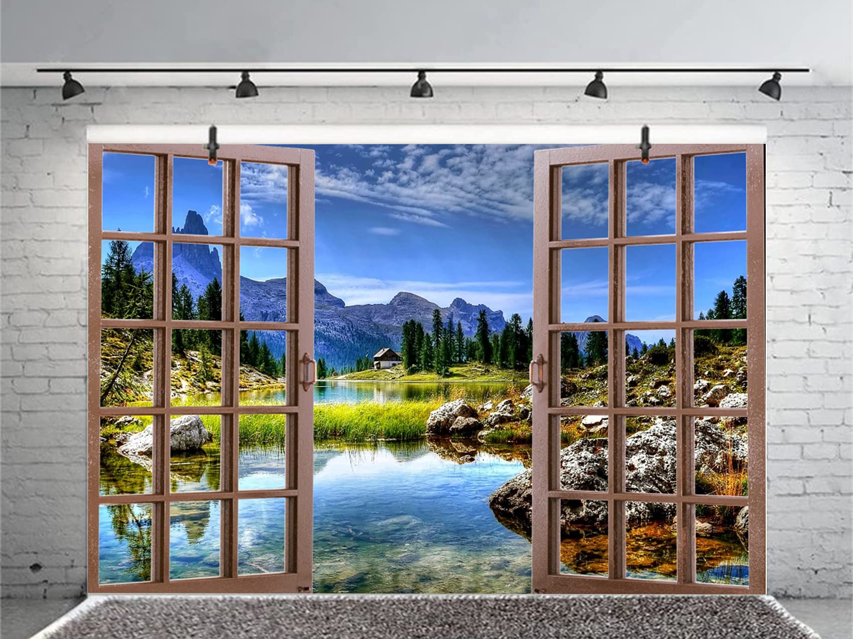 CSFOTO 10x7ft Office Backdrop French Windows Iceland