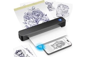 KNAON Wireless Tattoo Stencil Printer – Bluetooth Thermal Tattoo Printer Machine with 10 Transfer Papers, Portable Tattoo Kit for Artists, Compatible with Smartphone & PC, Standard