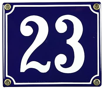 Buddel Bini Wetterfestes Emaille Hausnummernschild 23 12 x 14 cm, sofort lieferbar, blau