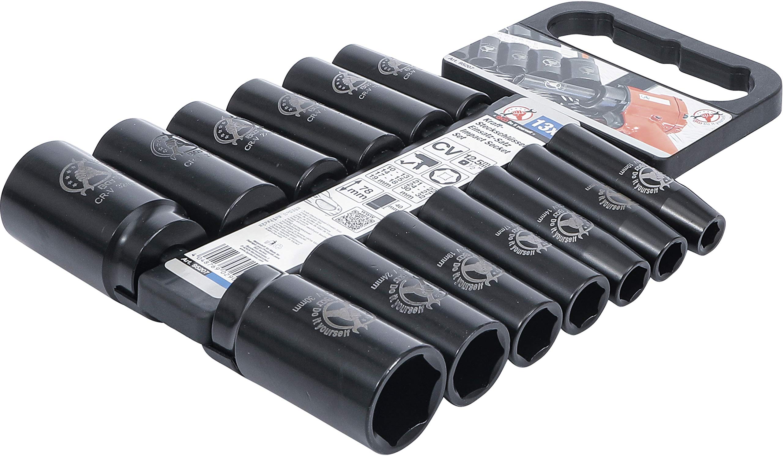 BGS Diy 95207 | Impact Socket Set | 12.5 mm (1/2") Drive | 10-32 mm | 13 pcs.