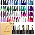 ROSALIND 24PCS Color Changing Gel Nail Polish Set - Blue Green Ombre Purple Temperature Change Gel Polish Double Magic Cool Colors Series for Nail Art Home Salon DIY
